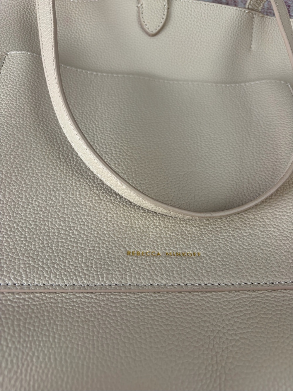 Rebecca Minkoff Megan Tote Bag Beige Pebbled Leather HS24TDXT44 - Picture 6 of 8